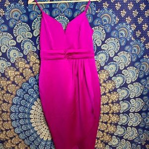 Neon pink midi party dress